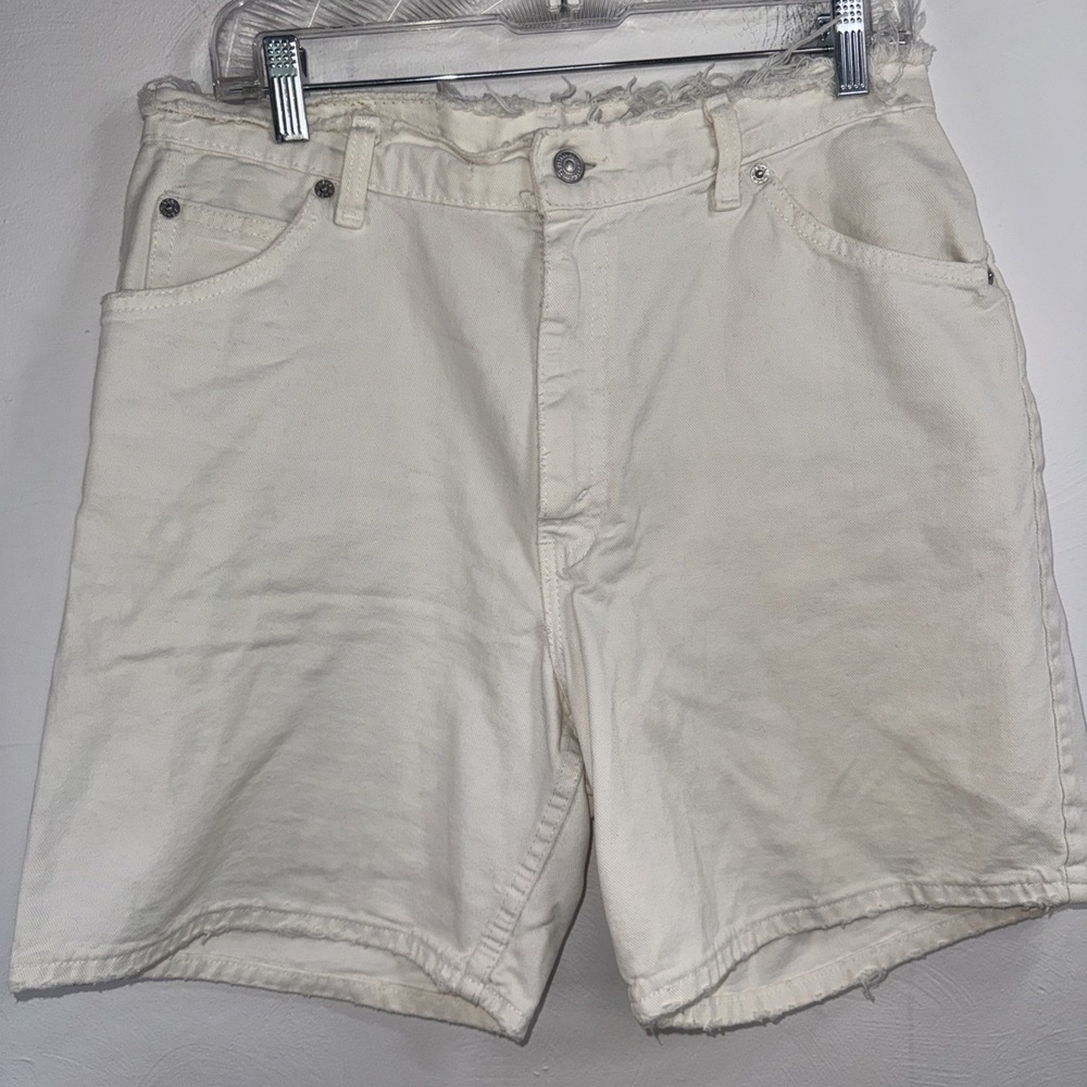 Levi's 950 Women's Cream Jean Shorts Paper Label Size 14 Reg Mid Rise Vintage